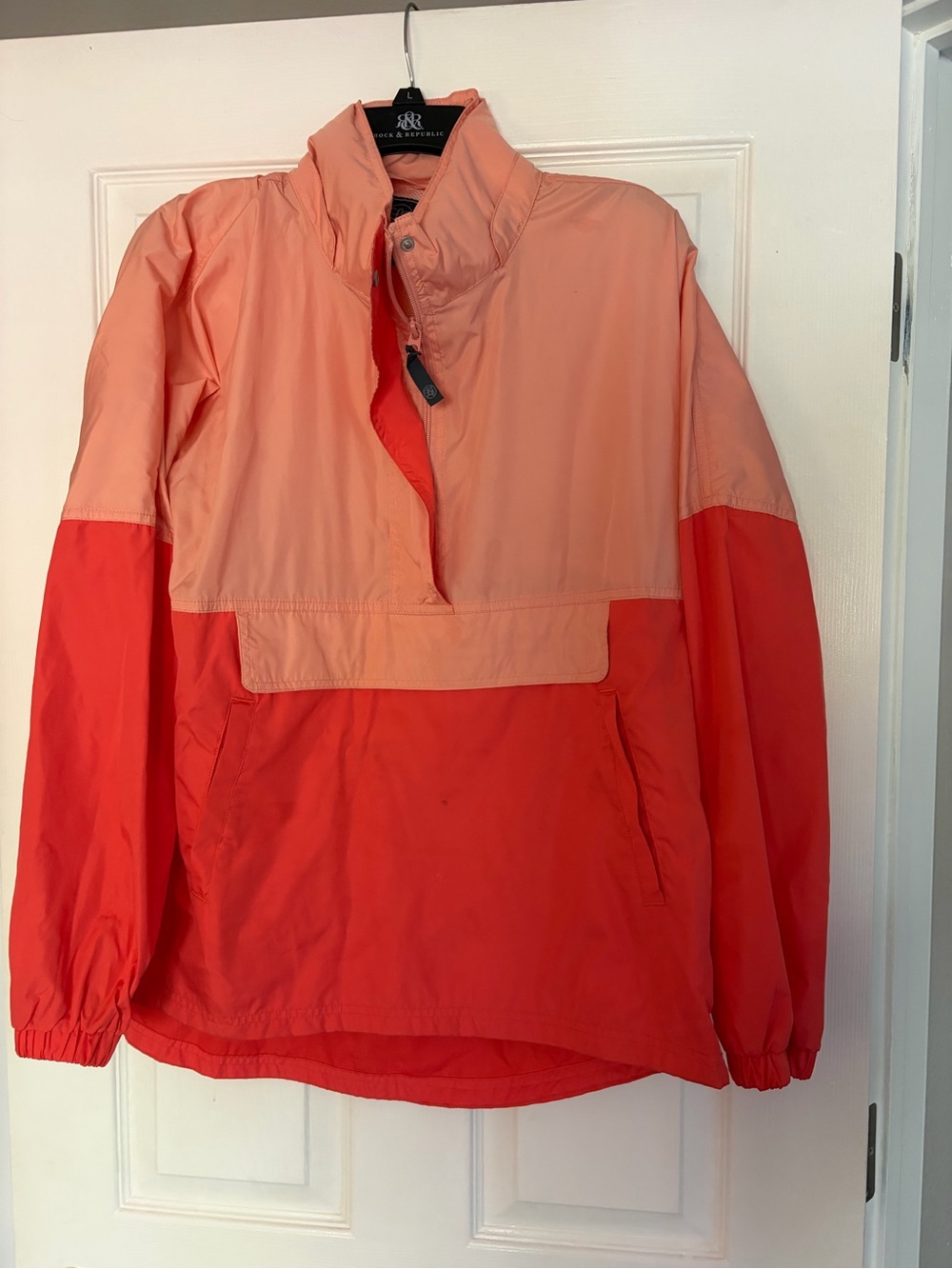 Lauren James Two-Tone Coral and Peach Pullover Puffer